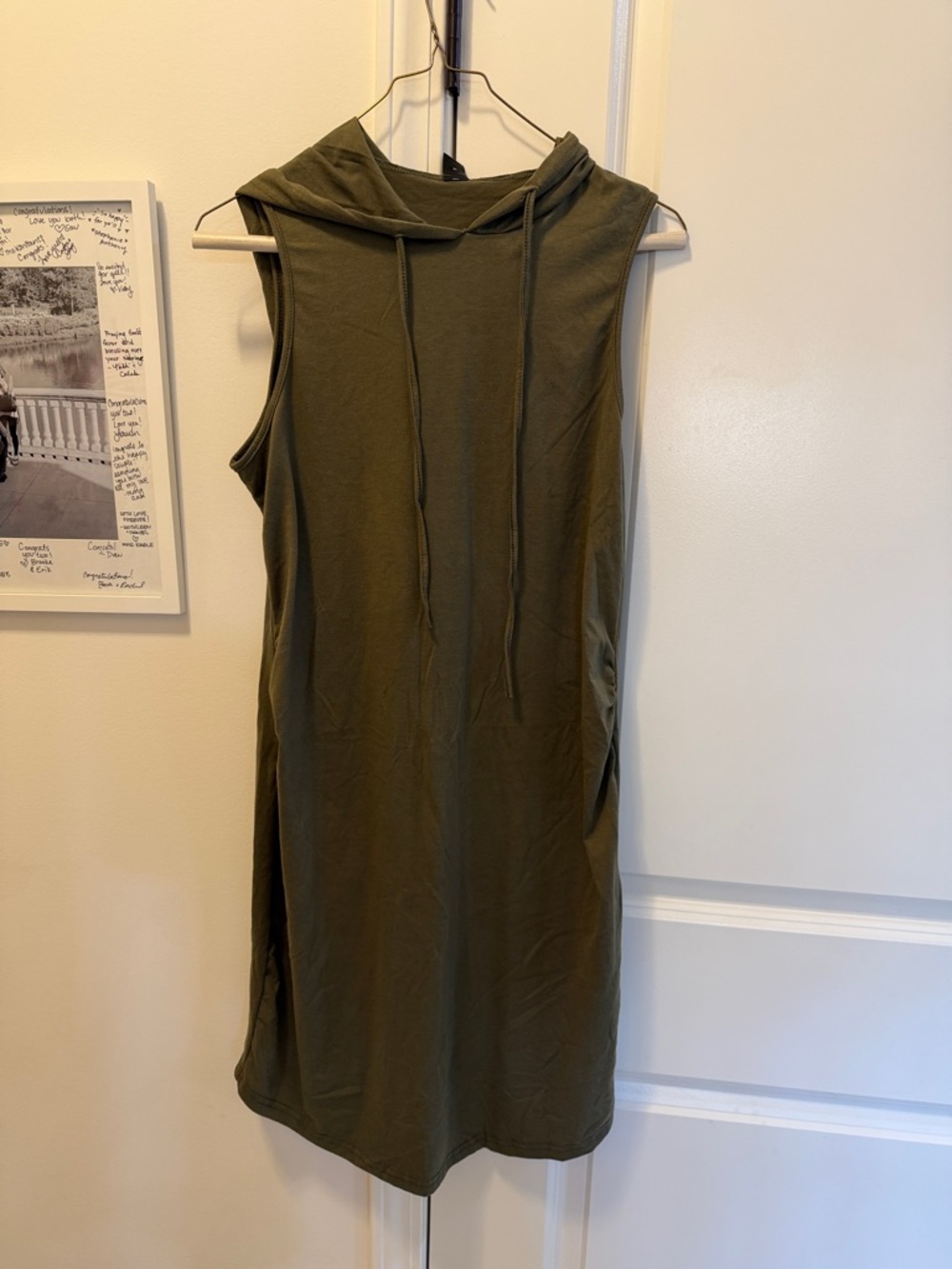 SHEIN Olive Green Sleeveless Hooded Midi Dress